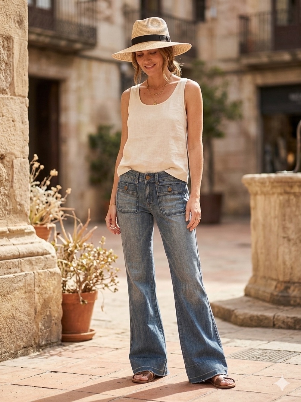 Joe’s Jeans Wide Leg Long Flared Raw Hem mid-Rise Jeans Medium Wash